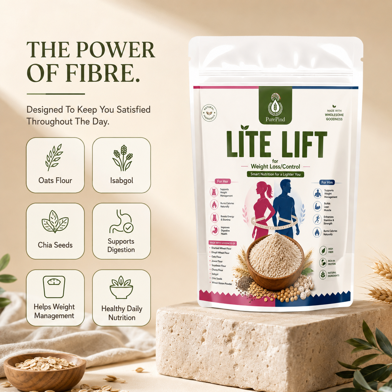 High-fibre benefits of LiteLift Atta