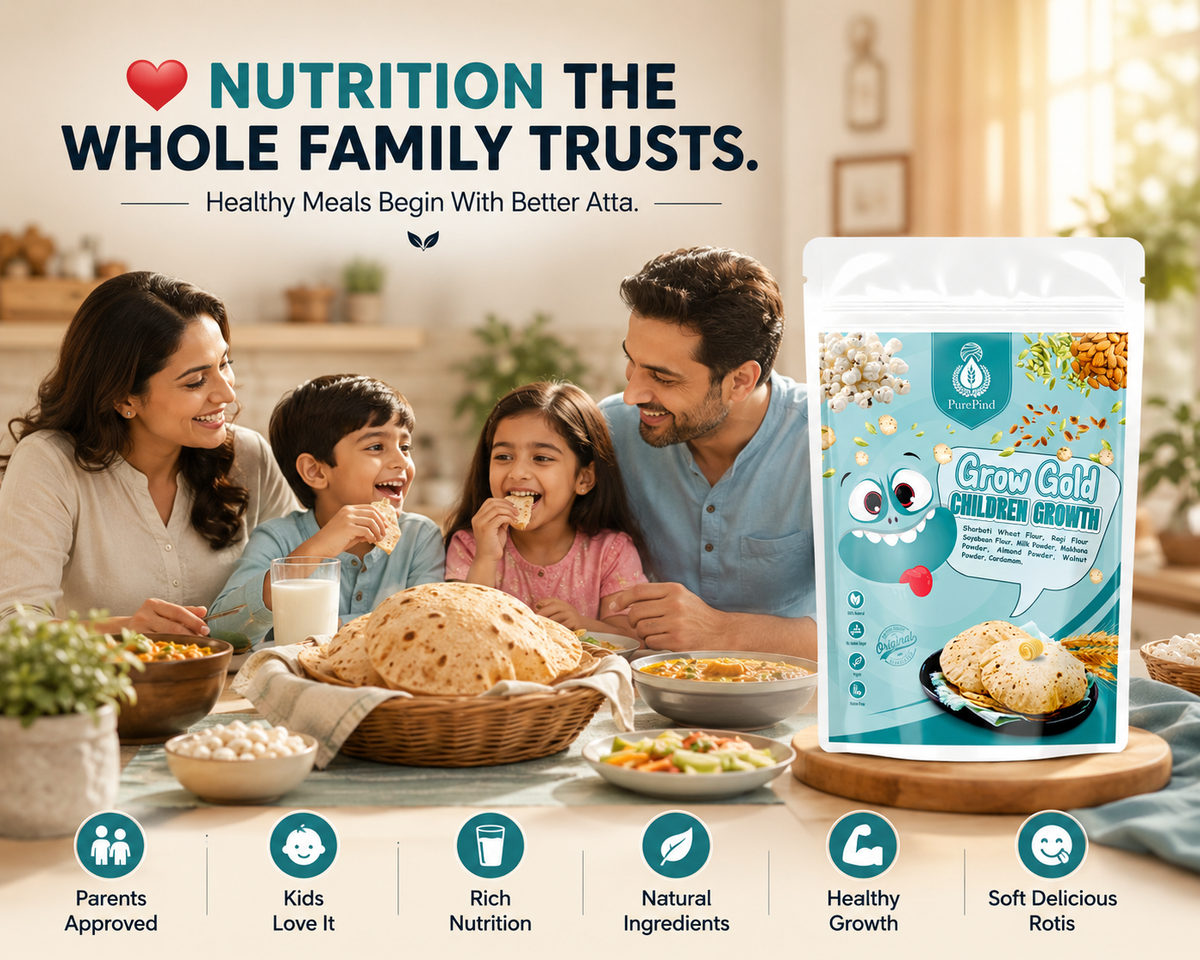 Family enjoying rotis made with GrowGold Atta