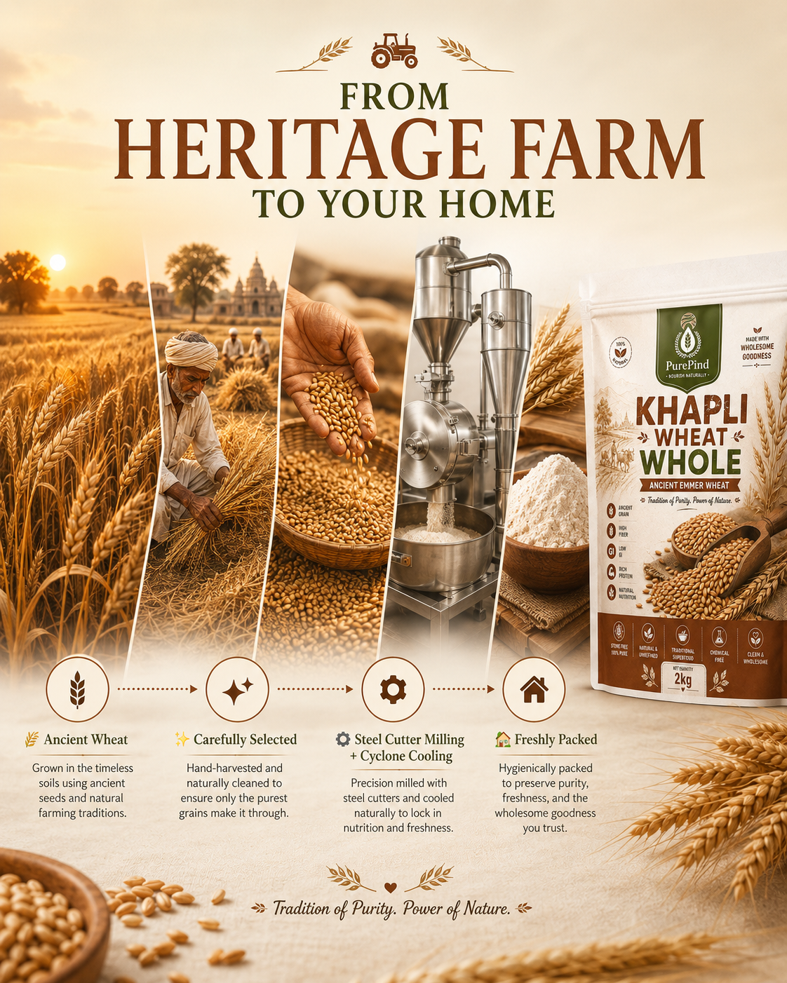 Khapli Wheat Whole from heritage farm to home