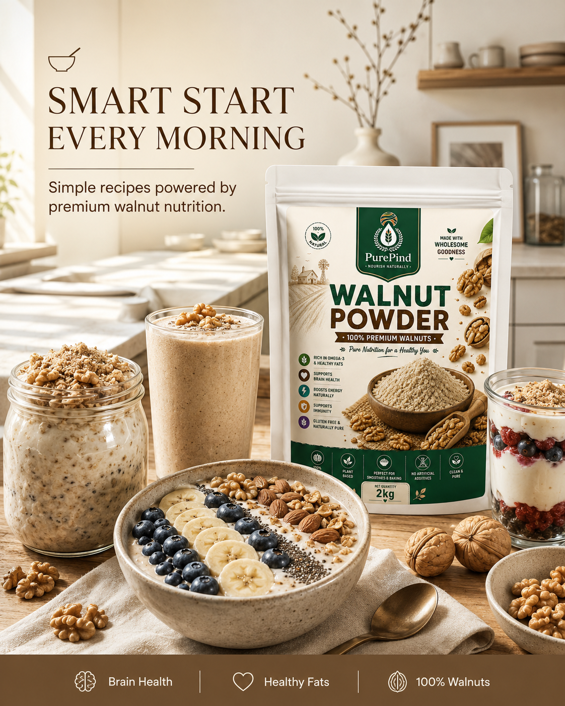 Walnut Powder for a nourishing morning routine