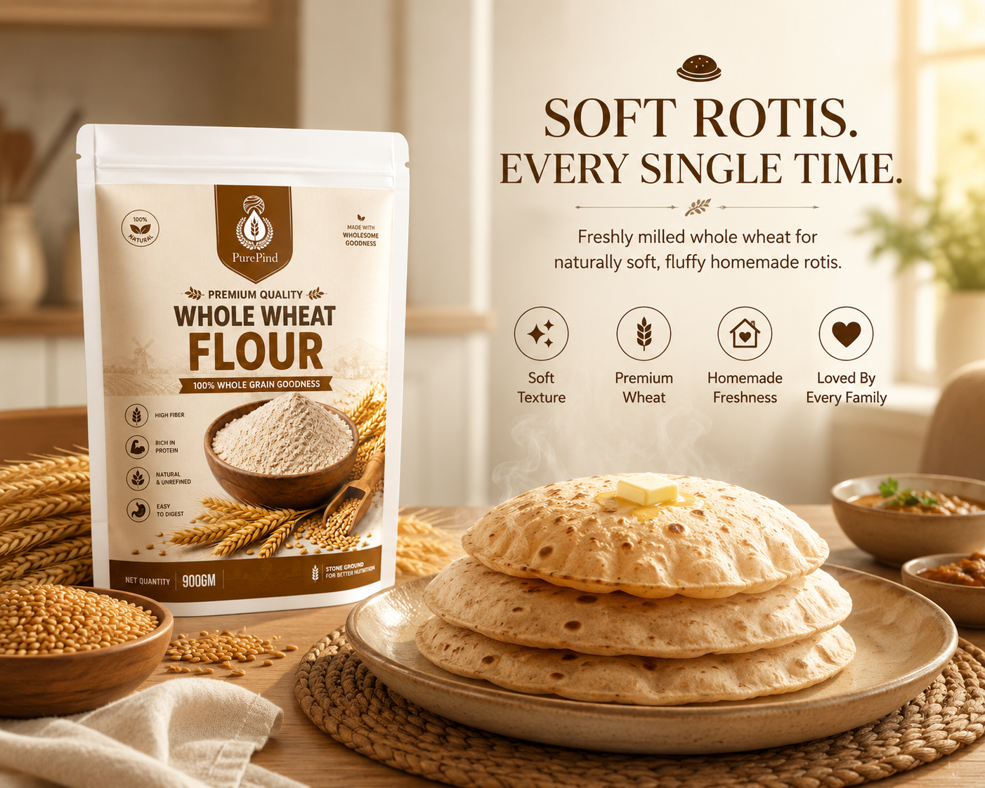 Whole Wheat Flour benefits for soft everyday rotis