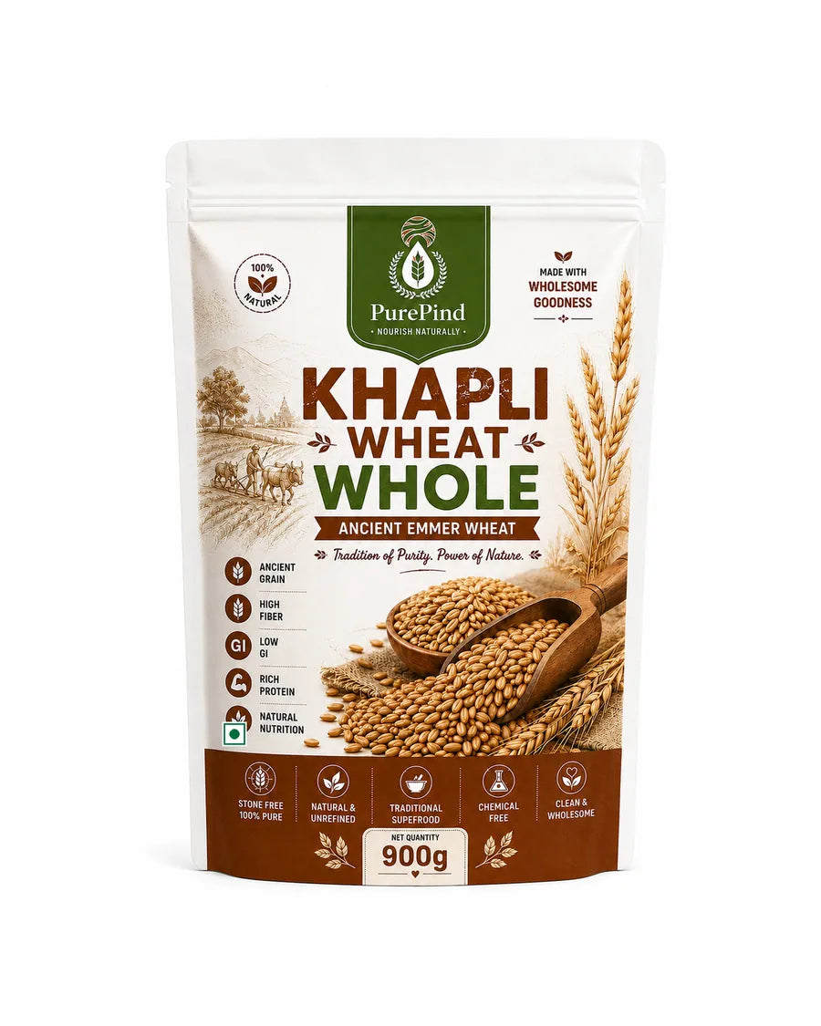 Khapli Emmer Wheat Grain - Whole Unmilled Berries 900 g pouch