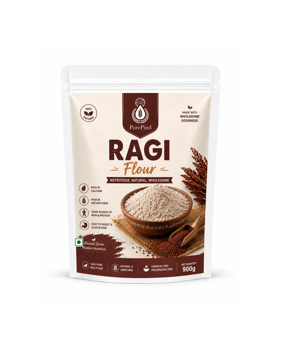 Sprouted Ragi Atta - Roasted Finger Millet Flour 900 g pouch