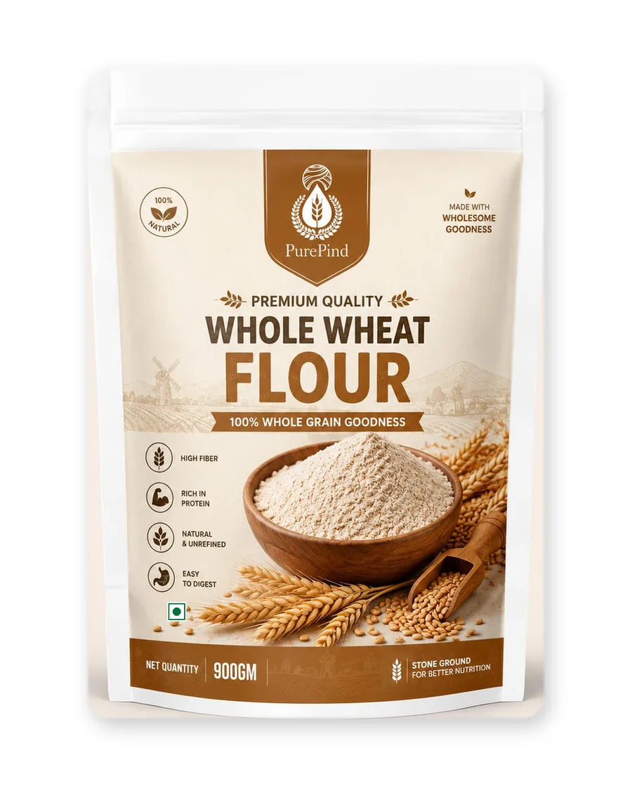 Sharbati Whole Wheat Atta - Cold-Milled Chakki Flour 900 g pouch