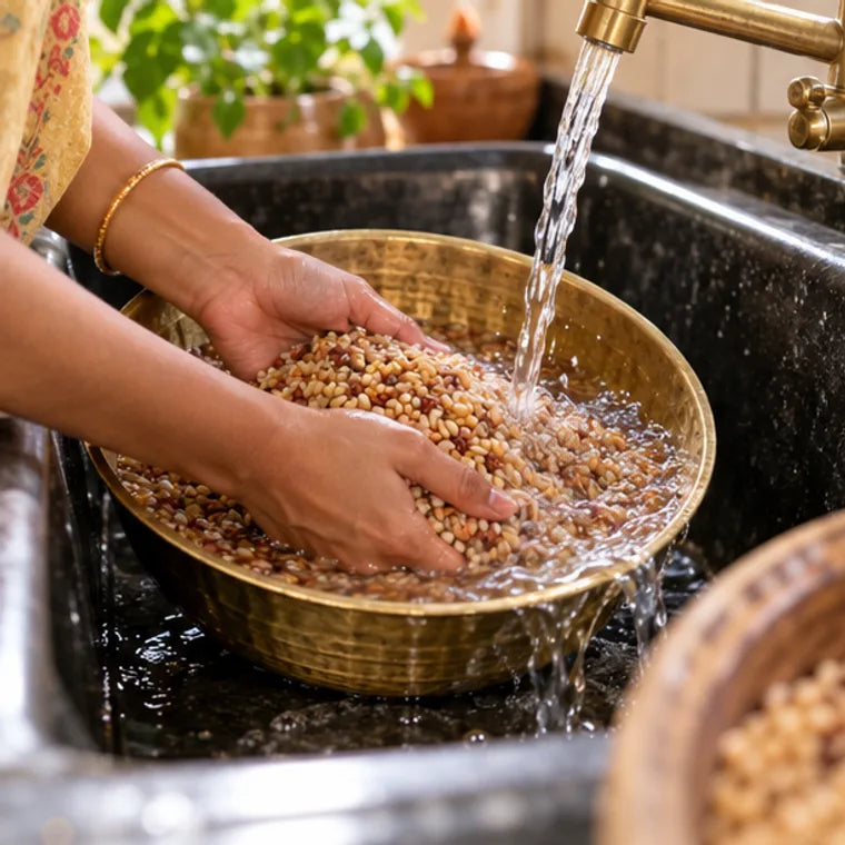 Illustration of preparation step 1 for Khapli Emmer Wheat Grain - Whole Unmilled Berries