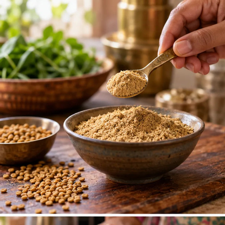 Illustration of preparation step 1 for Roasted Methi Powder - Fenugreek Seed Powder