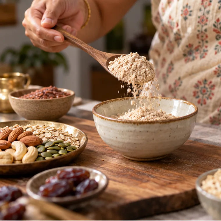 Illustration of preparation step 1 for Almond Badam Powder - De-Skinned Ground Almonds