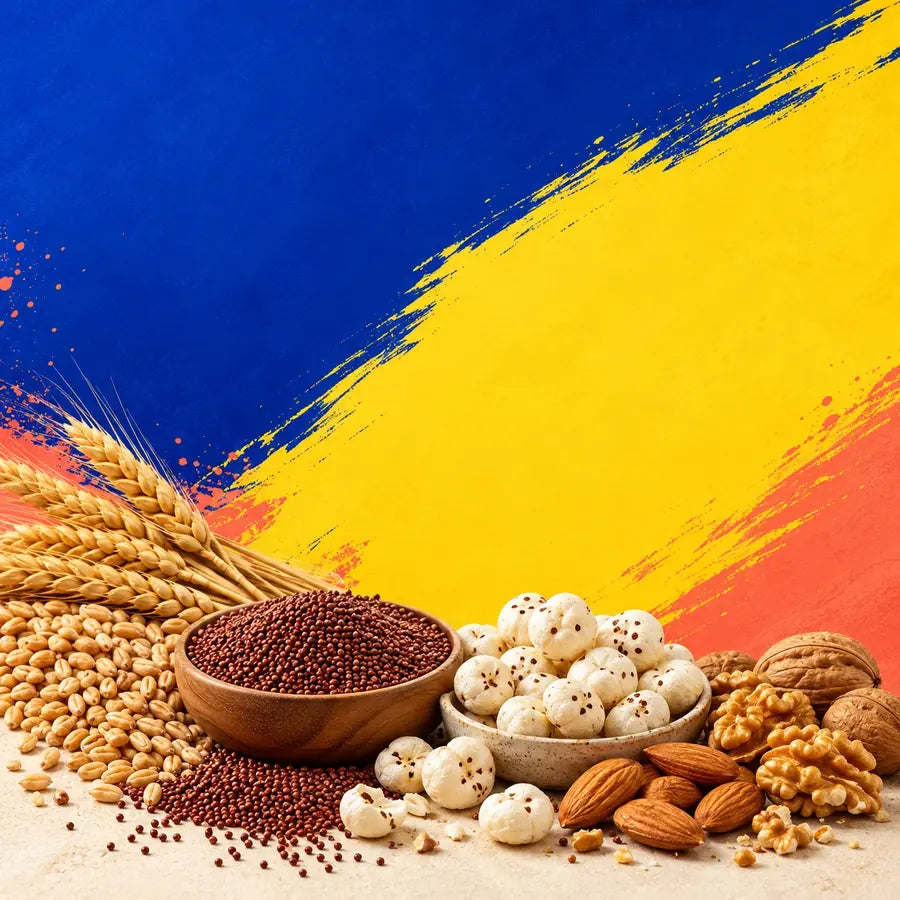Colorful GrowGold Multigrain Atta ingredient background