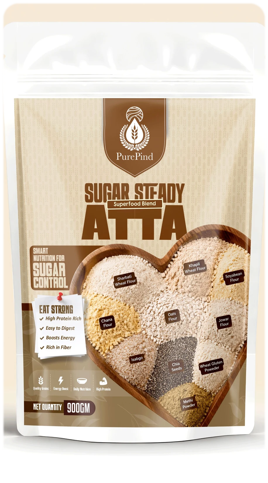 SugarSteady Atta pouch